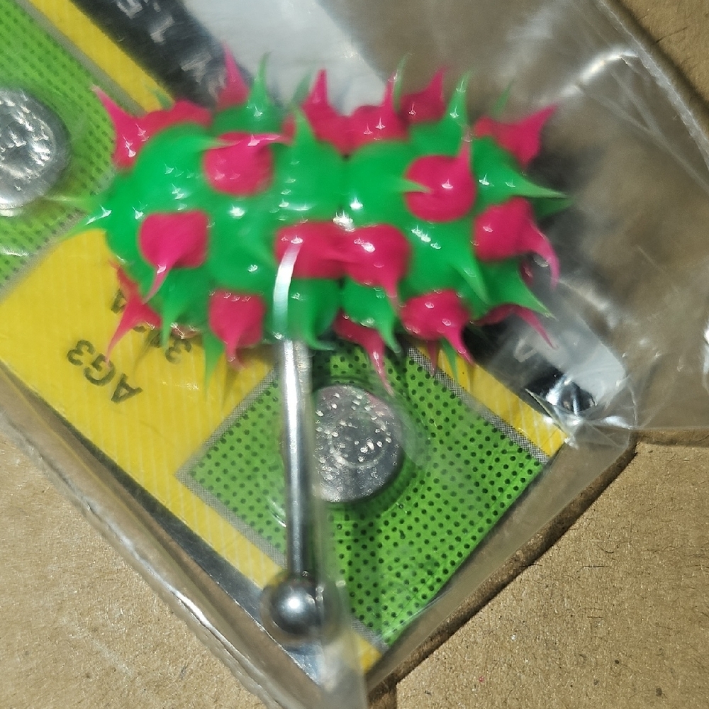 Green and Pink Spiked Earring